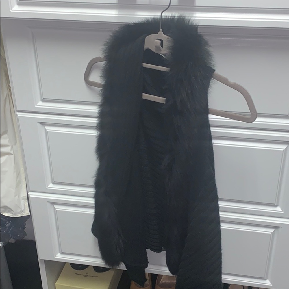 Black Fox fur trimmed Adrienne landau vest